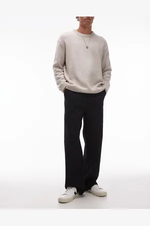 Topman Wide leg textured pants in