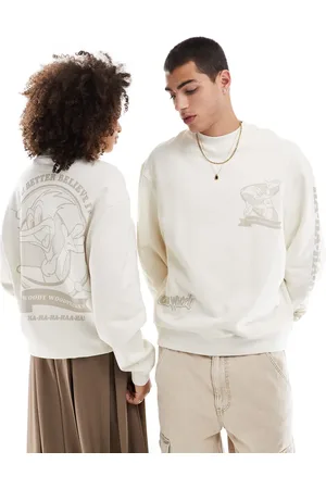 ASOS Unisex oversized licence sweatshirt with Woody Woodpecker prints in ecru-Neutral