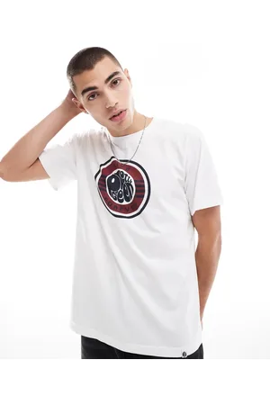 Pretty Green Live Forever badge t-shirt in white