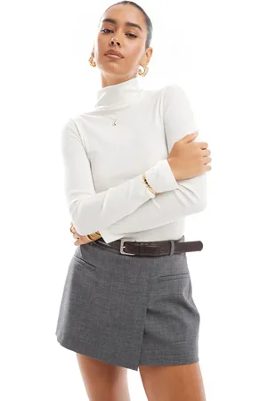 New Look Stand neck long sleeve top in -White