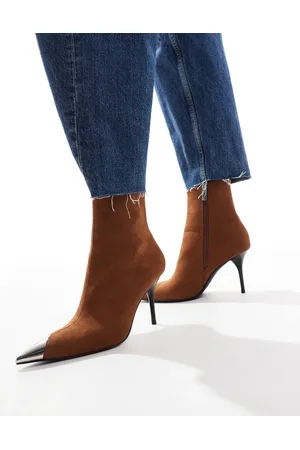 ASOS Ellis toe cap high-heeled boots in tan-Neutral