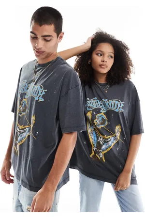 ASOS Unisex oversized licence t-shirt with Aerosmith print in -White