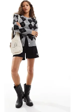 Daisy Street Black and oversized argyle knitted pattern cardigan