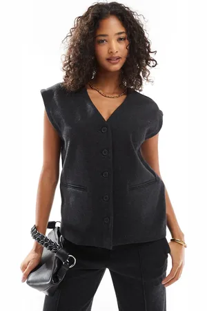 Object Structured boxy waistcoat in medium grey (part of a set)