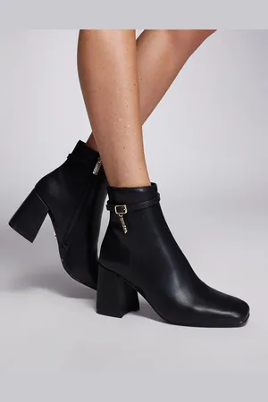 Steve Madden Rissa-E heeled ankle boots in black faux leather