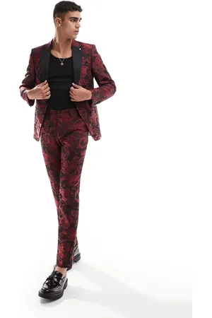 Twisted Tailor Ersat slim suit pants in red floral (part of a set)
