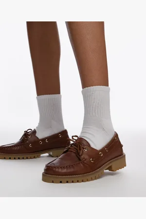Bronx Sie-nna boat shoes in vintage leather-Brown