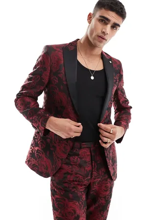 Twisted Tailor Ersat slim suit jacket in red floral (part of a set)