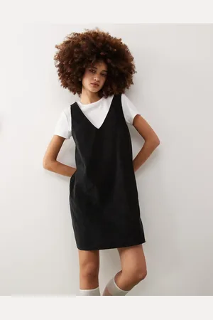 Monki Mini cord pinafore dress in