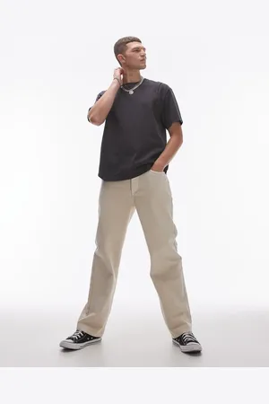 Topman Straight twill pants in -Neutral