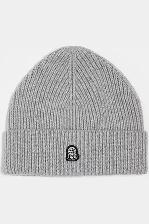 Dr Denim Unisex ribbed wool blend beanie with DD global embroidery in