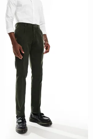 Shelby & Sons Slim tailored pants in cord in (part of a set)-Green