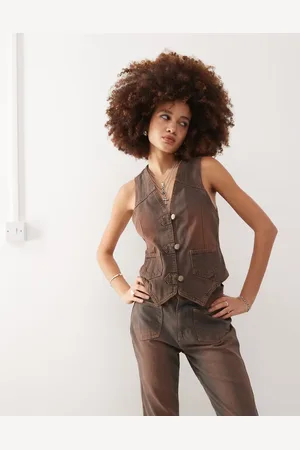 Reclaimed Western denim waistcoat in