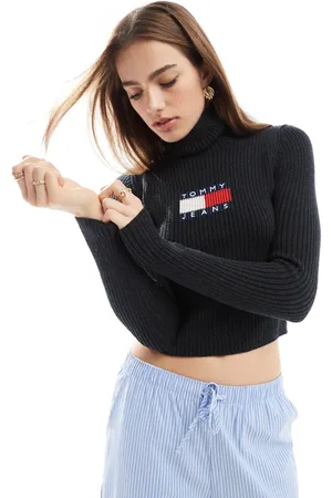 Tommy Hilfiger Turtleneck long sleeve knit top in black