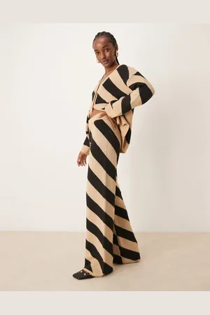 Y.A.S Knitted wide leg pants in bold (part of a set)-Black