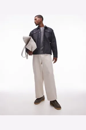 Topman Wide leg cotton twill pants in -White