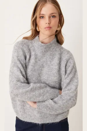 JDY High neck textured knitted jumper in melange