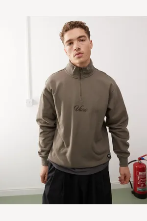 Vans Scripted 1/4 zip fleece in mid brown