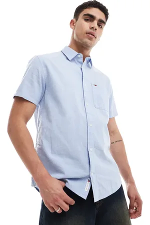 Tommy Hilfiger Linen short sleeve shirt in blue