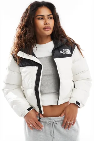 The North Face Retro Nuptse short puffer jacket in off white