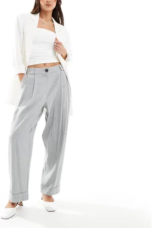 ASOS Tailored barrel leg pants with turn up hem in -Multi
