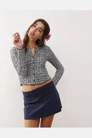 Motel Nadya baby cord mini skirt in -Navy