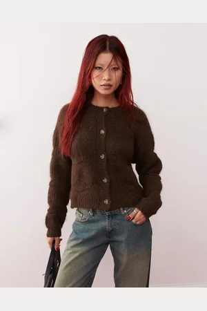 Motel Luciana fluffy pointelle cardigan in