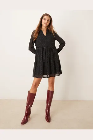 JDY Stud details long sleeve mini dress in