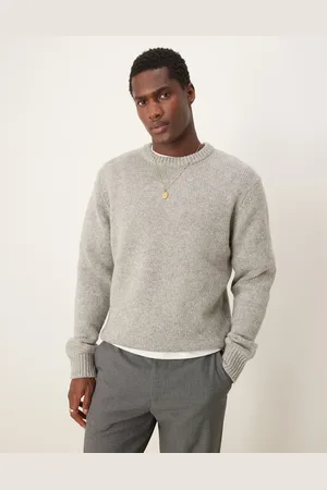 SELECTED Oversized crew knitted jumper in grey
