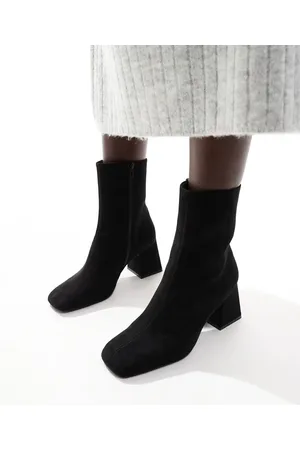 ASOS Record smart mid-boots in black micro