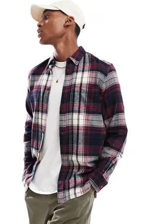French Connection French Connection long sleeve check flannel shirt in burgundy-Multi