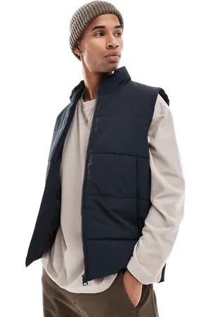 Only & Sons Funnel neck padded vest in navy