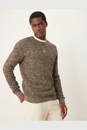 SELECTED Textured knitted jumper in brown mix