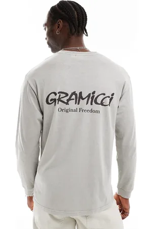 Gramicci Original freedom graphic long sleeve t-shirt in pigment sage-Neutral