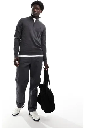 Fred Perry Classic half zip knitted jumper in dark