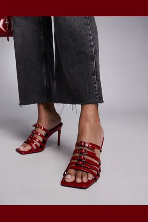 River Island Multi buckle mule heels in
