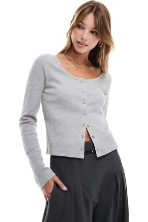 ASOS Scoop neck long sleeve cardigan in grey marl