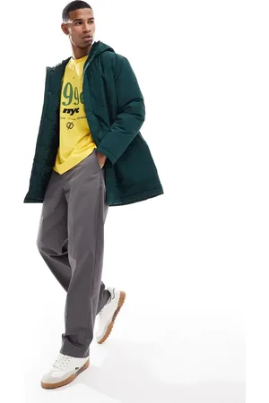 Only & Sons Water repellent hooded parka in dark green