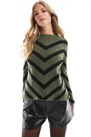 ONLY Stripe knitted jumper in -Grey