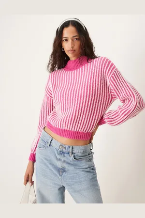 JDY High neck textured stripe jumper in