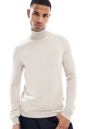 Only & Sons High neck jumper in beige-Neutral