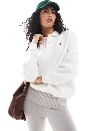 Ralph Lauren Icon logo polo sweatshirt in cream-White