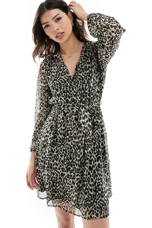 ONLY Tie waist print mini smock dress-Multi