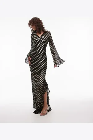 Never Fully Dressed Sparkle ruffle midaxi dress in black