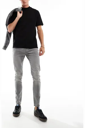 Only & Sons Slim tapered fit jeans in washed grey-Black