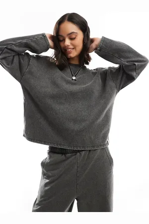 ONLY Crew neck sweatshirt in washed grey (part of a set)