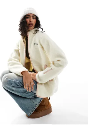 Hunter Milan sherpa jacket with contrast lining in beige-Neutral