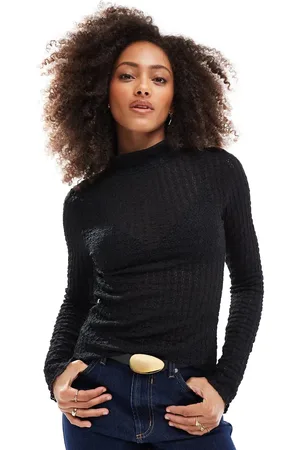 VERO MODA Aware textured long sleeved high neck top in