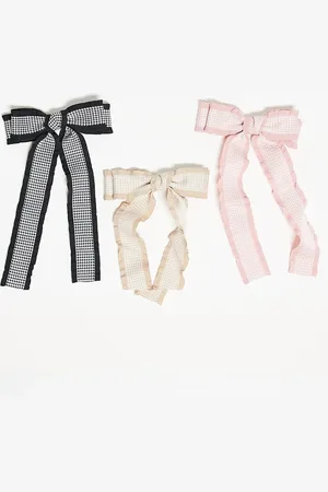 Easilocks X ASOS Exclusive Gingham Hair Bows - 3 Pack (Pink, Black and Cream)-Multi
