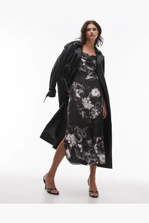 AllSaints Hadley satin maxi dress in black print exclusive to ASOS